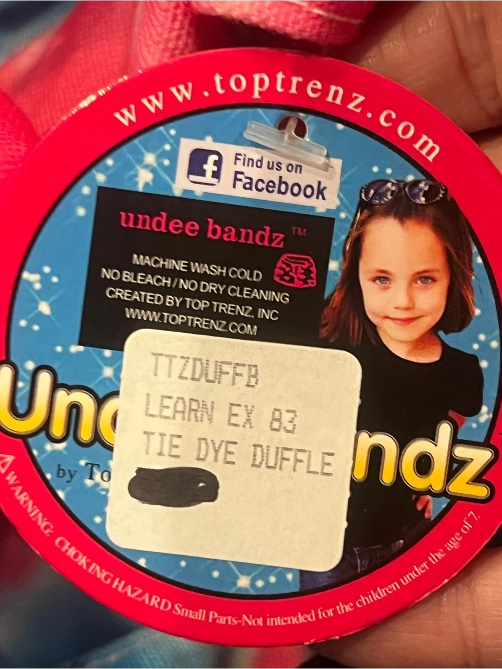 NWT Undee Bandz by Top Trenz Tie Dyed Duffle Bag Grommet Heart Pink Blue Navy